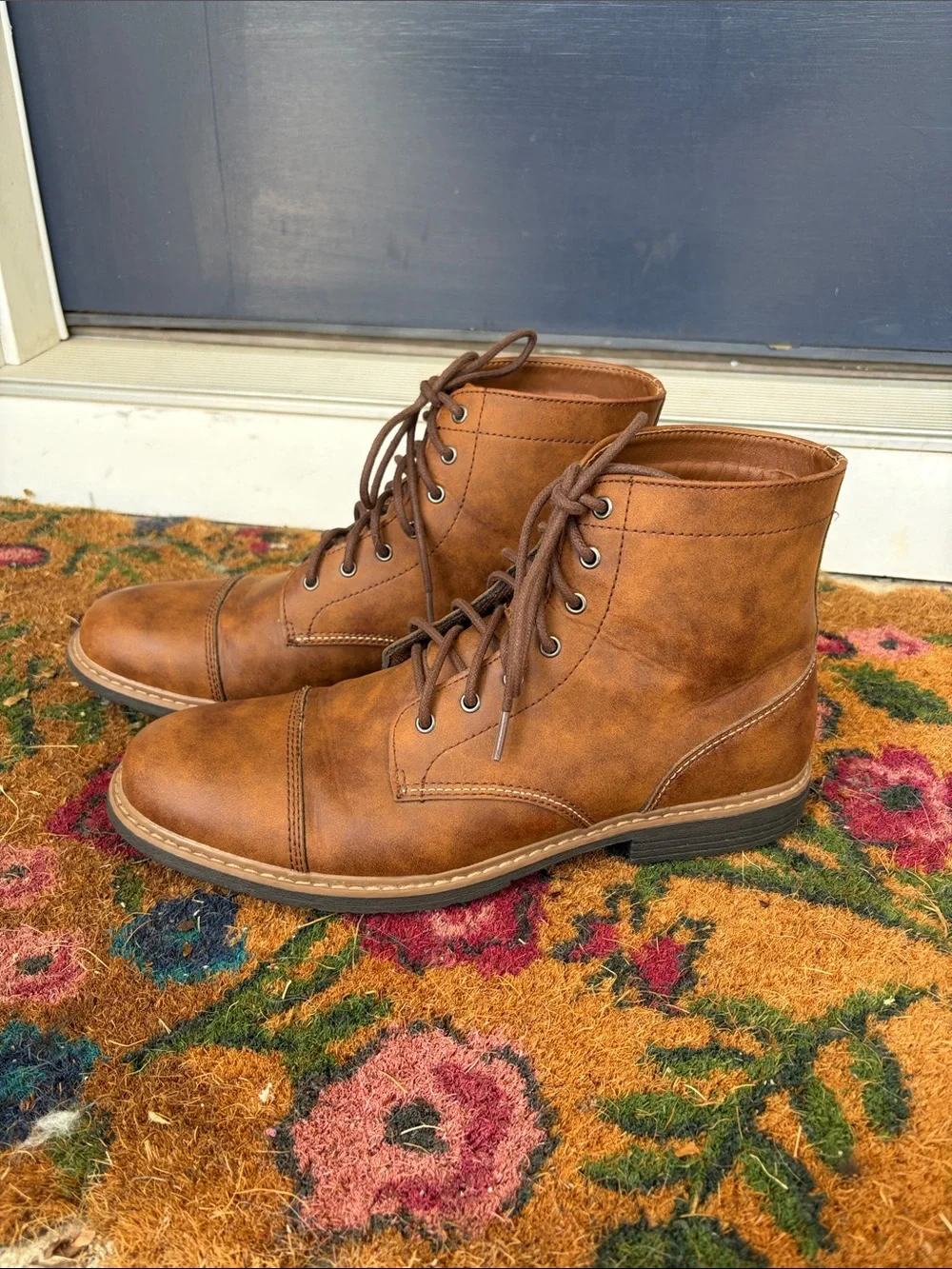 Sonoma Men's Brown faux leather Lace-Up Cap Toe Boots